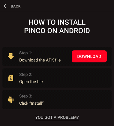 how to install official pinco app