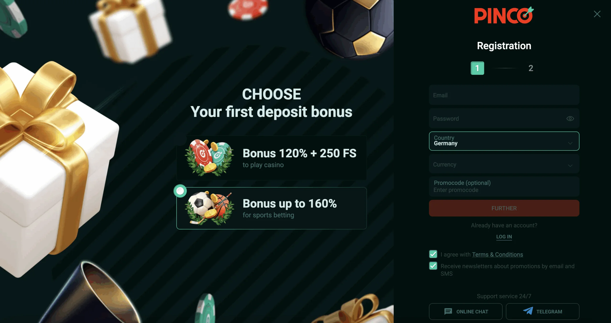 pinco online registration
